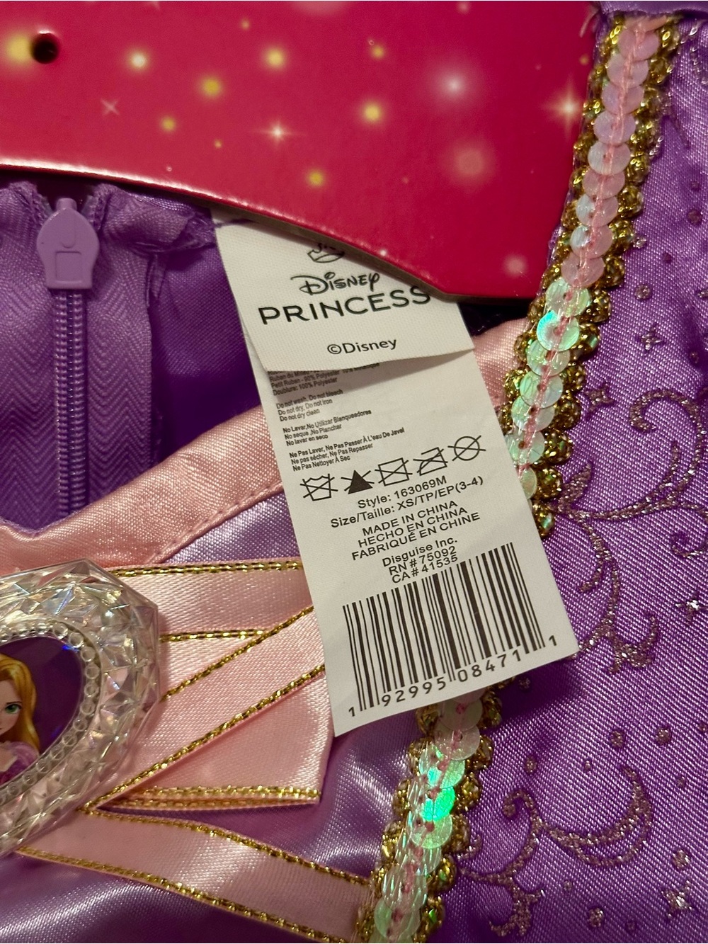 Disney Princess Rapunzel Girl’s Costume - Size XS (3-4T) - Picture 9 of 11